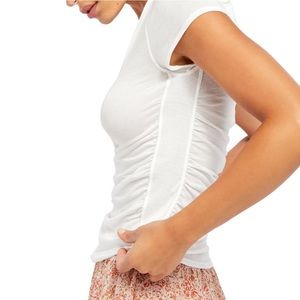 FREE PEOPLE Sonnet T-Shirt Side Gathered White Tee